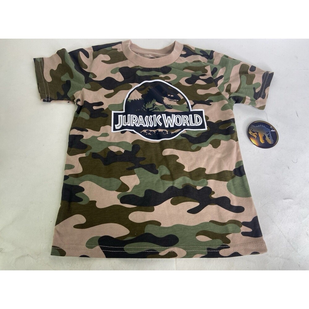 Jurassic Park World T-Rex Camo Print Short Sleeve T-Shirt Top Kids Boys Size 6